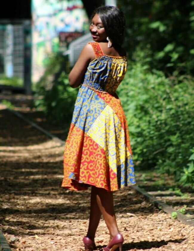 Robe été Valentine en wax africain motifs ethnique coton été