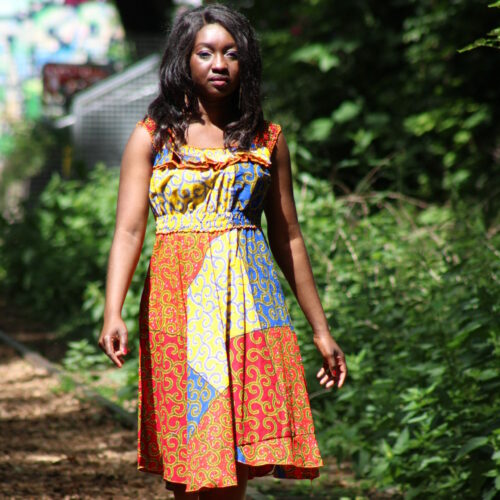 Robe été Valentine en wax africain motifs ethnique coton été