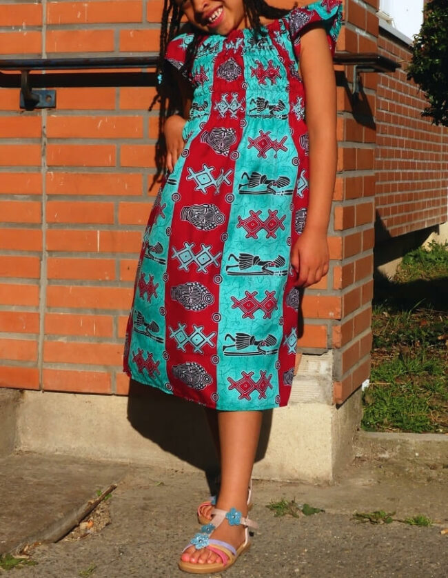 Robe Fillette sophia wax africain coton
