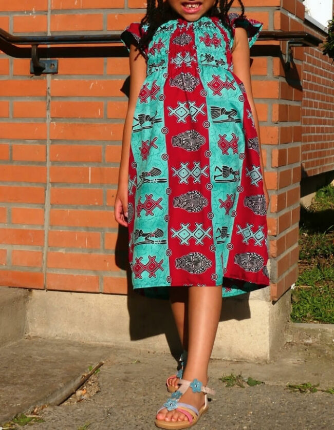 Robe Fillette sophia wax africain coton