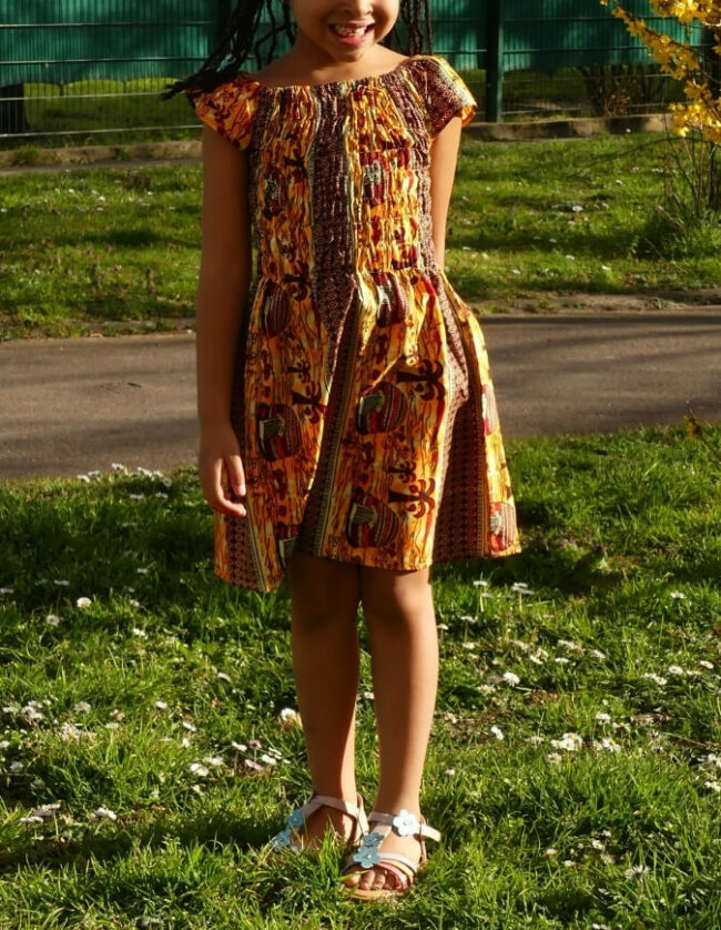 Robe Fillette lilie wax africain coton