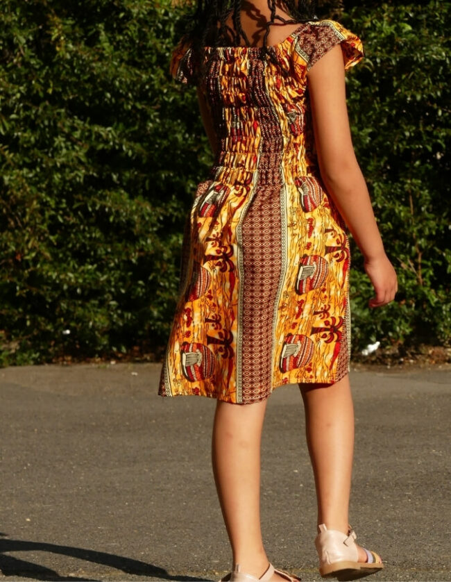 Robe Fillette lilie wax africain coton