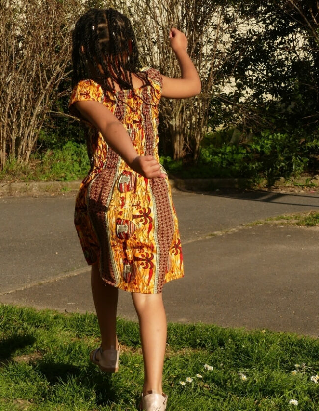 Robe Fillette lilie wax africain coton