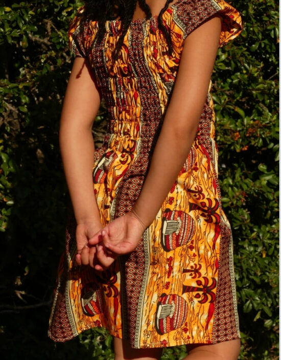 Robe Fillette lilie wax africain coton