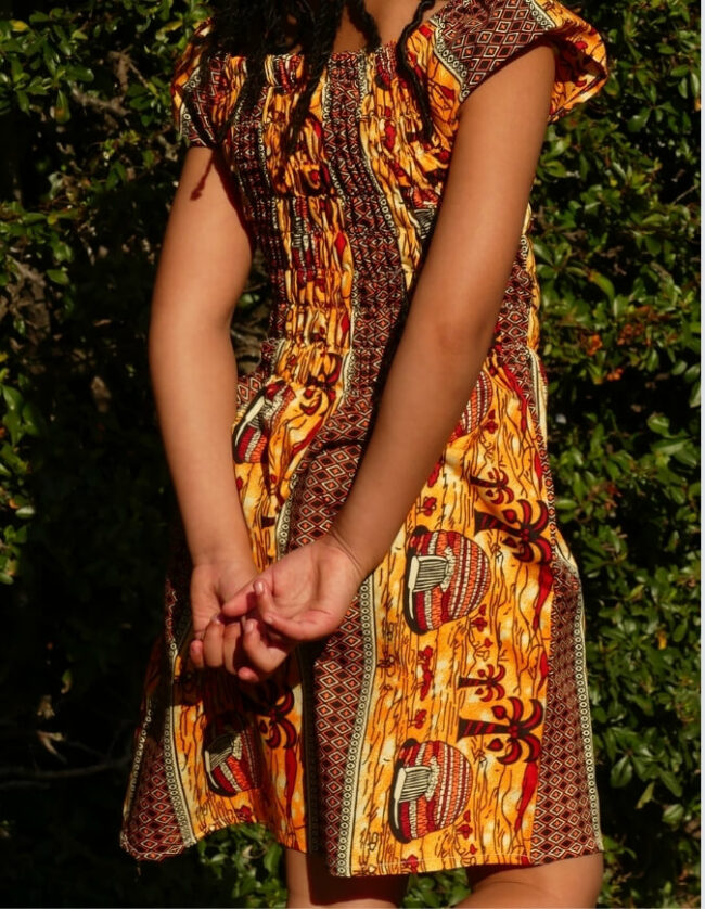 Robe Fillette lilie wax africain coton