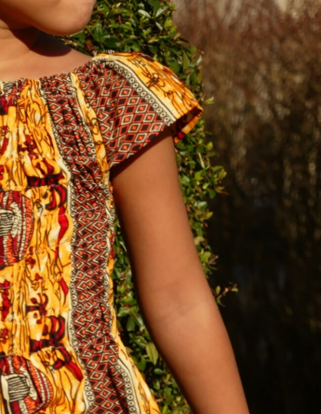 Robe Fillette lilie wax africain coton