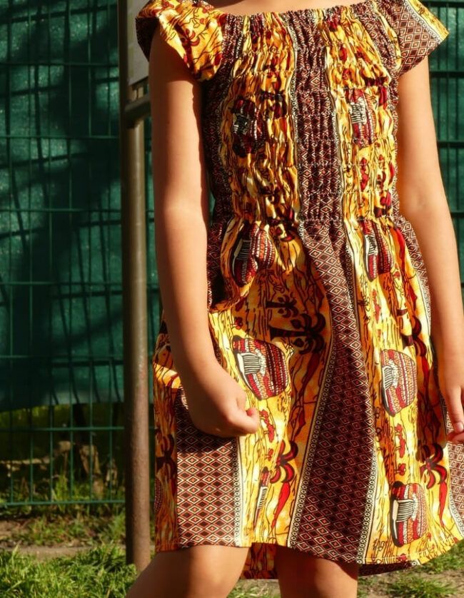 Robe Fillette lilie wax africain coton