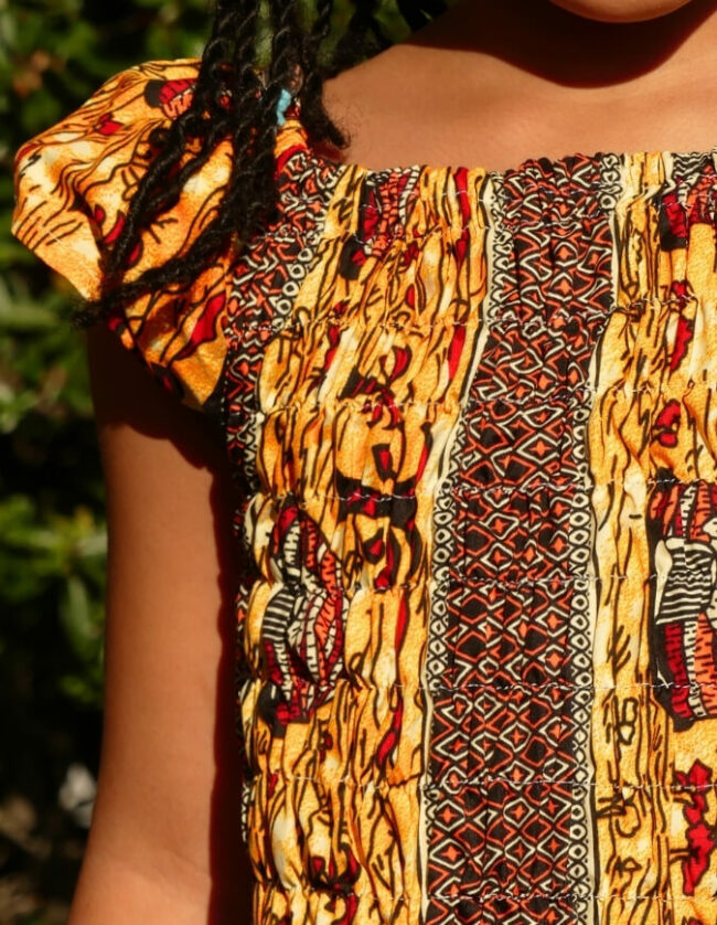 Robe Fillette lilie wax africain coton