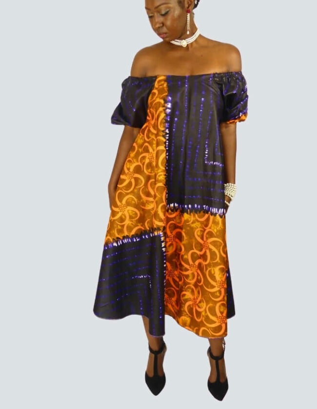 Robe Dolisie évasée bazin – Image 4