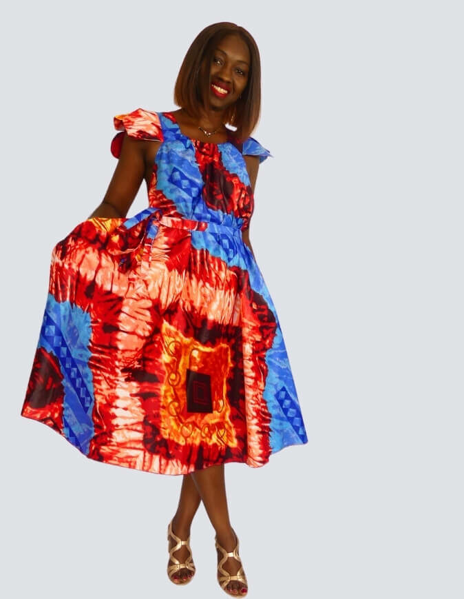 Robe Suzie évasée bazin wax africain femme. robe courte été wax africain bohème chic femme, robe de bal, robe été, robe de cérémonie femme, robe longue fleurie