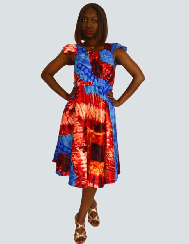 Robe Suzie évasée bazin wax africain femme. robe courte été wax africain bohème chic femme, robe de bal, robe été, robe de cérémonie femme, robe longue fleurie