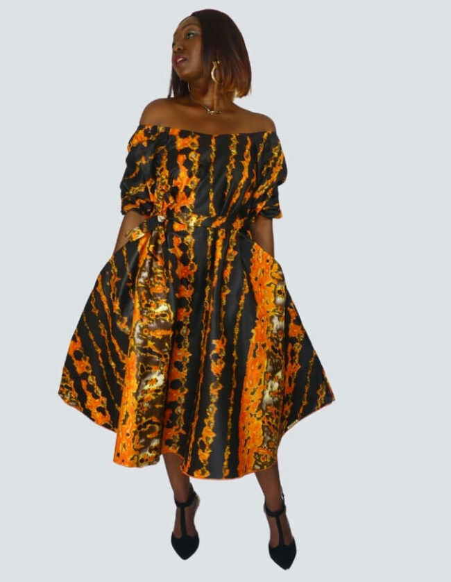 Robe Lulu évasée bazin – Image 2