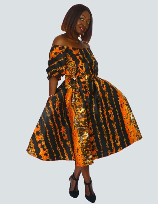 Robe Lulu évasée bazin – Image 3