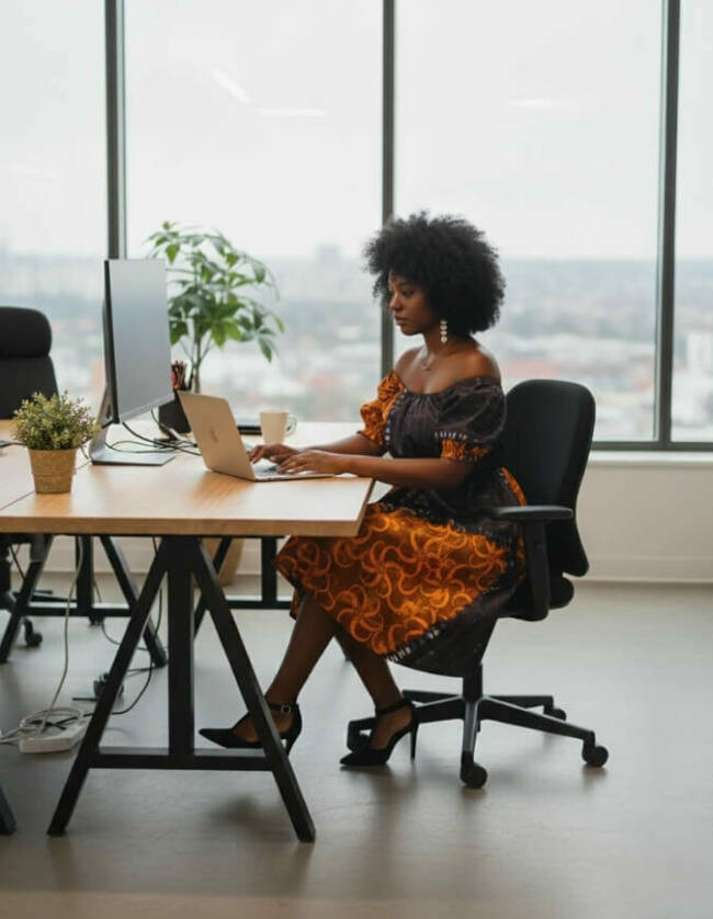 Robe Dolisie évasée bazin en wax africain pour femme