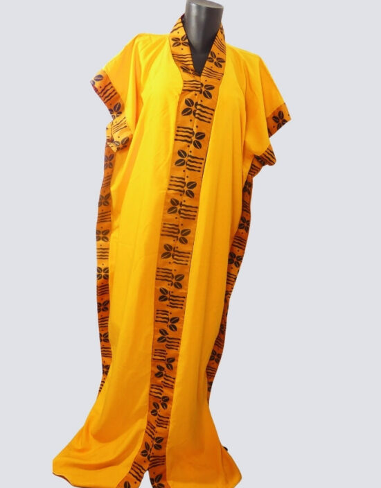 robe longue boubou robe tunique bogolan jaune caftan africain en wax