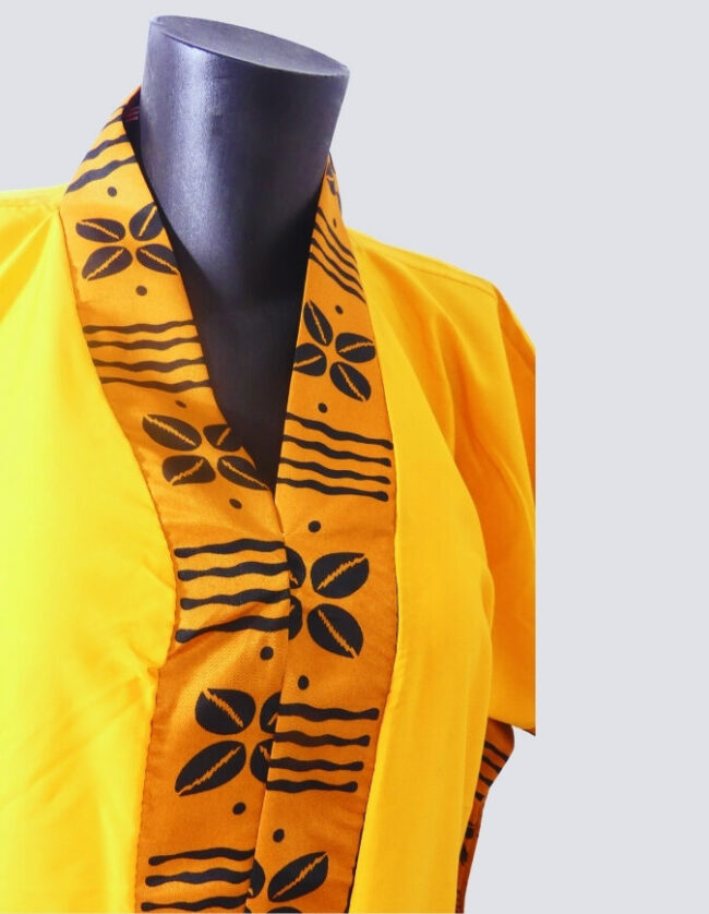 robe longue boubou robe tunique bogolan jaune caftan africain en wax