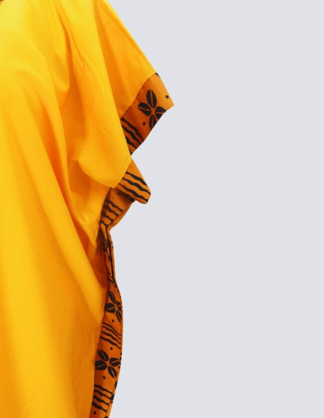 robe longue boubou robe tunique bogolan jaune caftan africain en wax