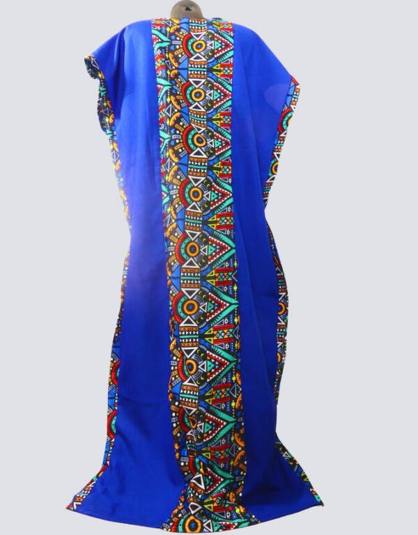 robe longue boubou robe tunique bogolan bleu caftan africain en wax