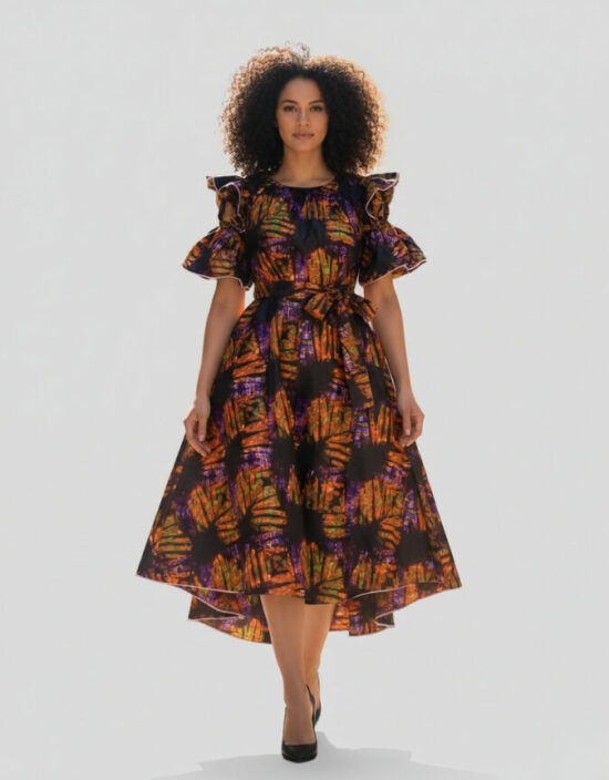 Robe Séné évasée bazin coton africain