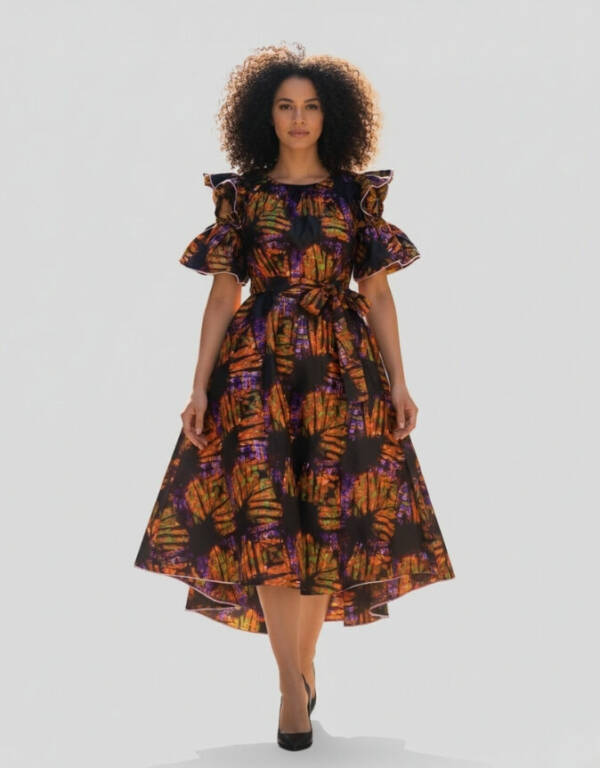 Robe Séné évasée bazin coton africain
