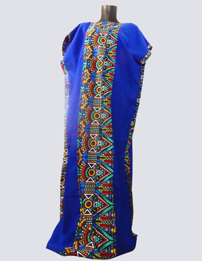 robe longue boubou robe tunique bogolan bleu caftan africain en wax