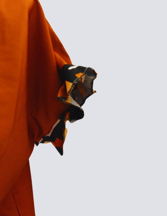 robe longue boubou robe tunique bogolan orange caftan africain en wax