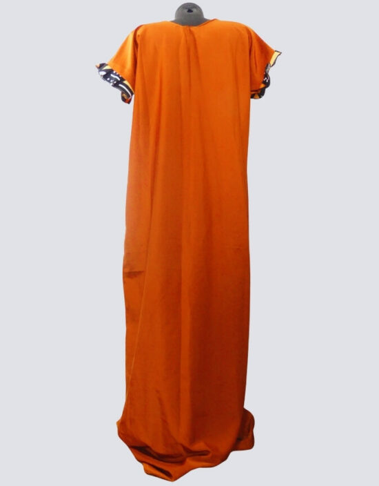robe longue boubou robe tunique bogolan orange caftan africain en wax