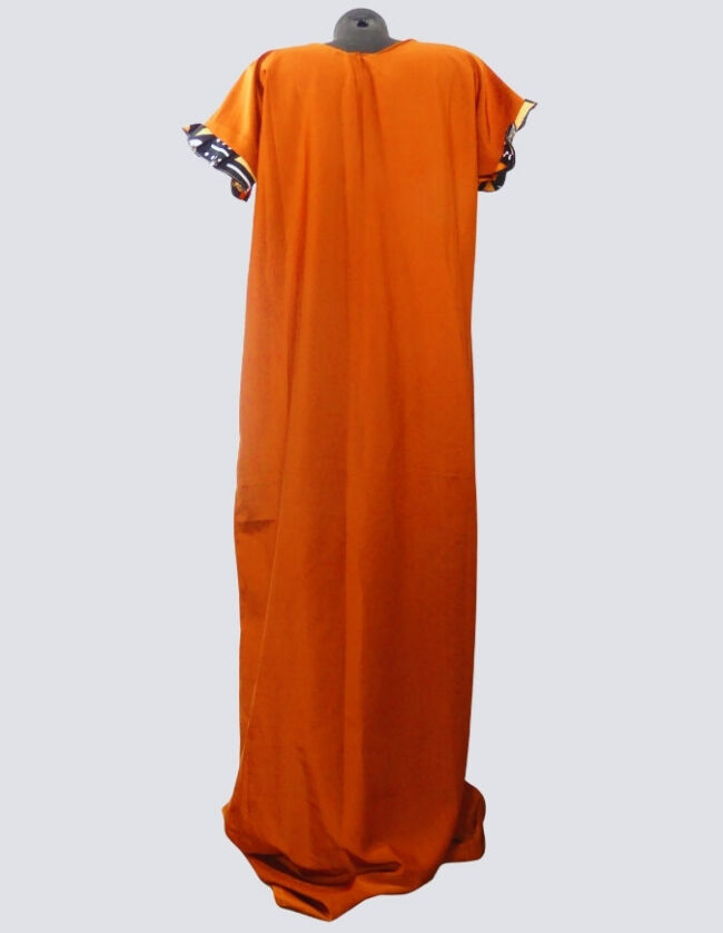 robe longue boubou robe tunique bogolan orange caftan africain en wax