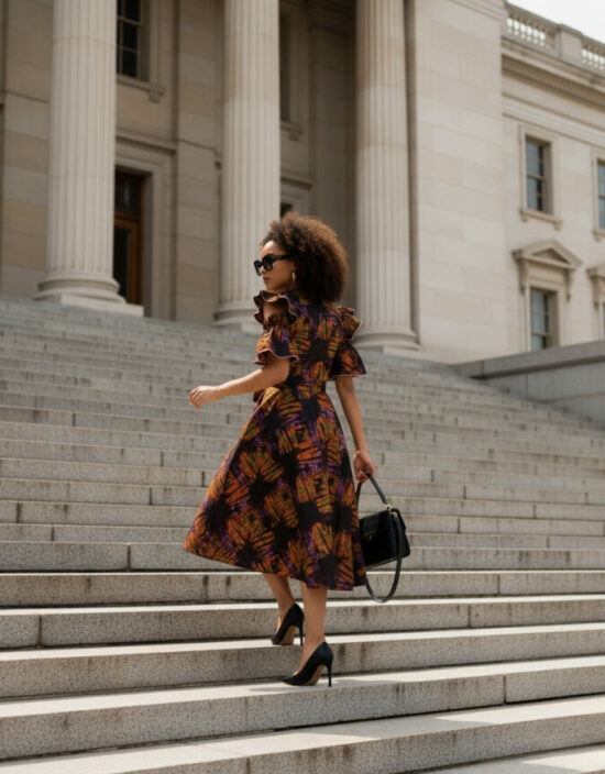 Robe Séné évasée bazin coton africain