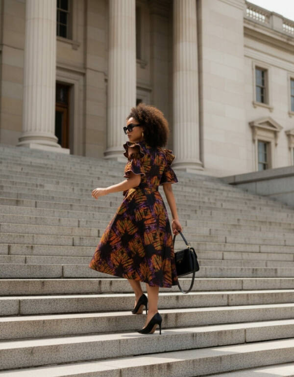 Robe Séné évasée bazin coton africain