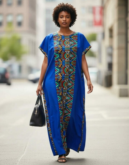 robe longue boubou robe tunique bogolan bleu caftan africain en wax