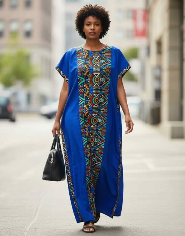 robe longue boubou robe tunique bogolan bleu caftan africain en wax