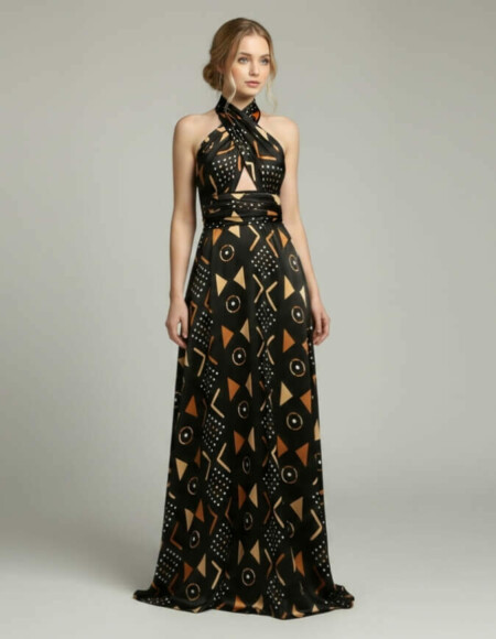 Robe BAMBARA Silk Bogolan bogolan robe silk soie africain femme été