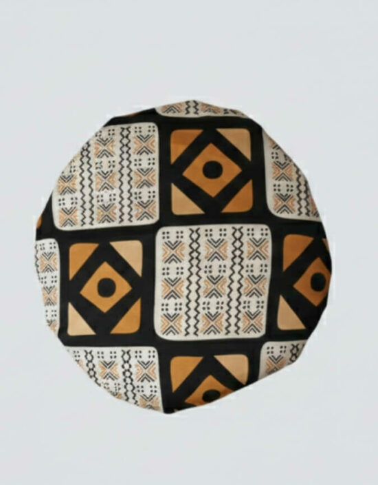 Bonnet en satin bogolan gris