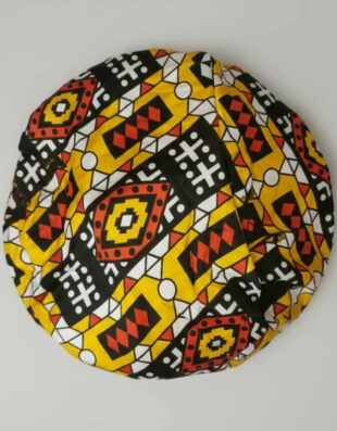 Bonnet en satin bogolan jaune