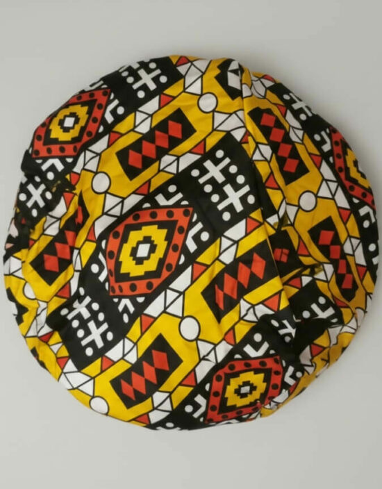 Bonnet en satin bogolan jaune