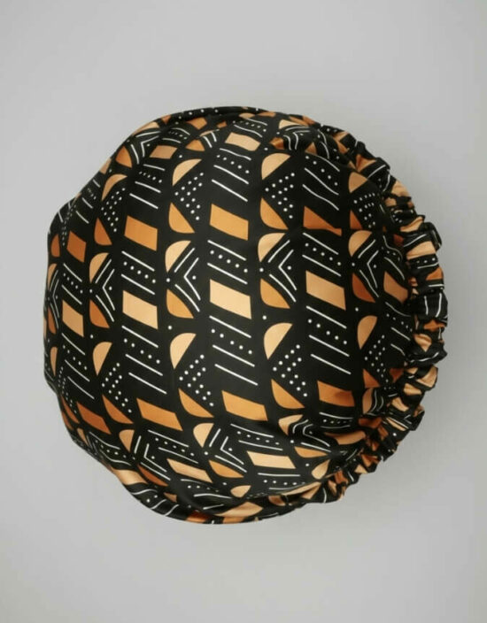 Bonnet en satin bogolan marron