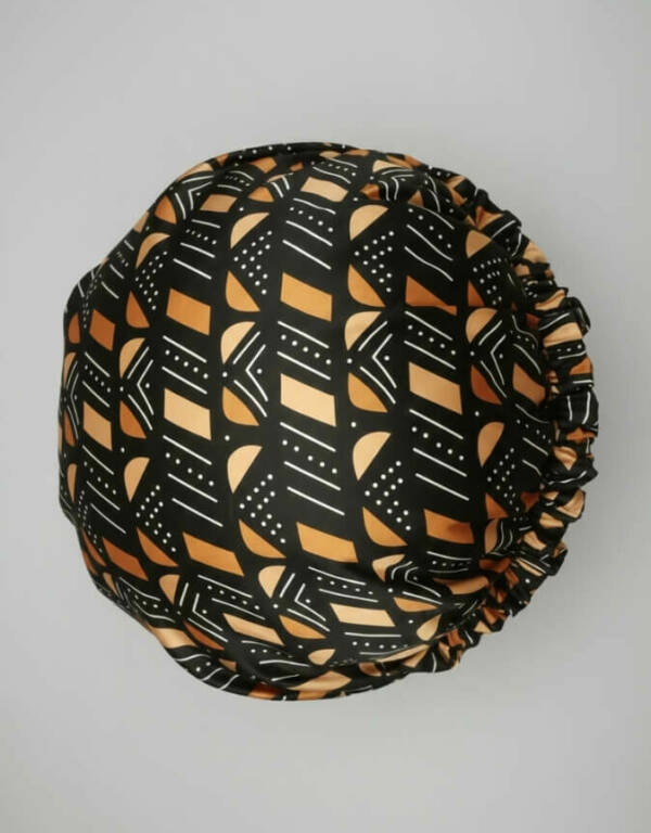 Bonnet en satin bogolan marron