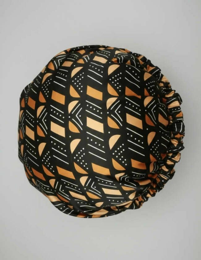 Bonnet en satin bogolan marron