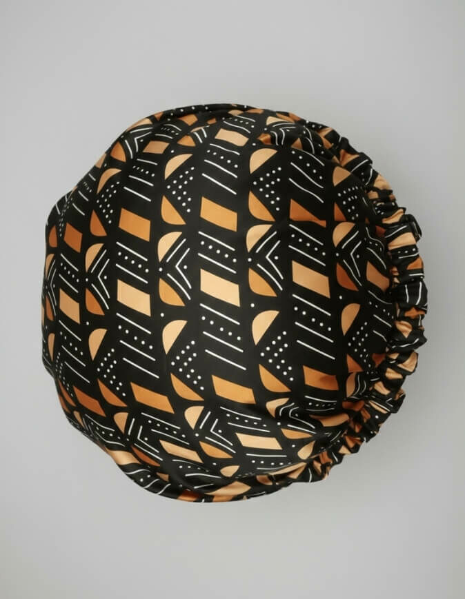 Bonnet en satin bogolan marron