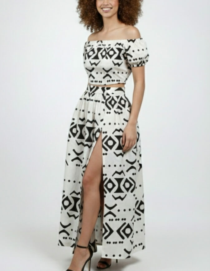Ensemble LENA bogolan blanc