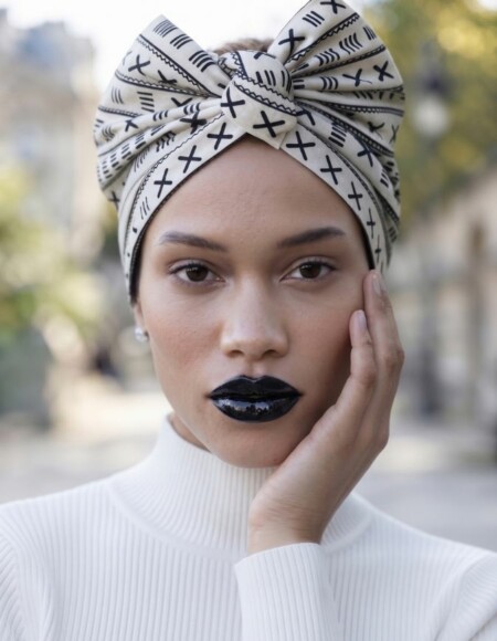 Turban Cassy bogolan blanc