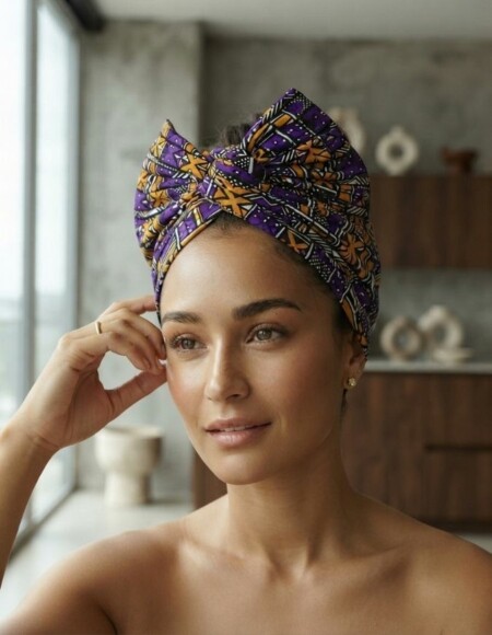 Turban Cassy violet marron