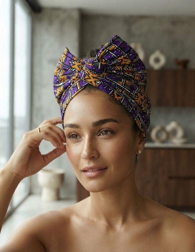 Turban Cassy violet marron