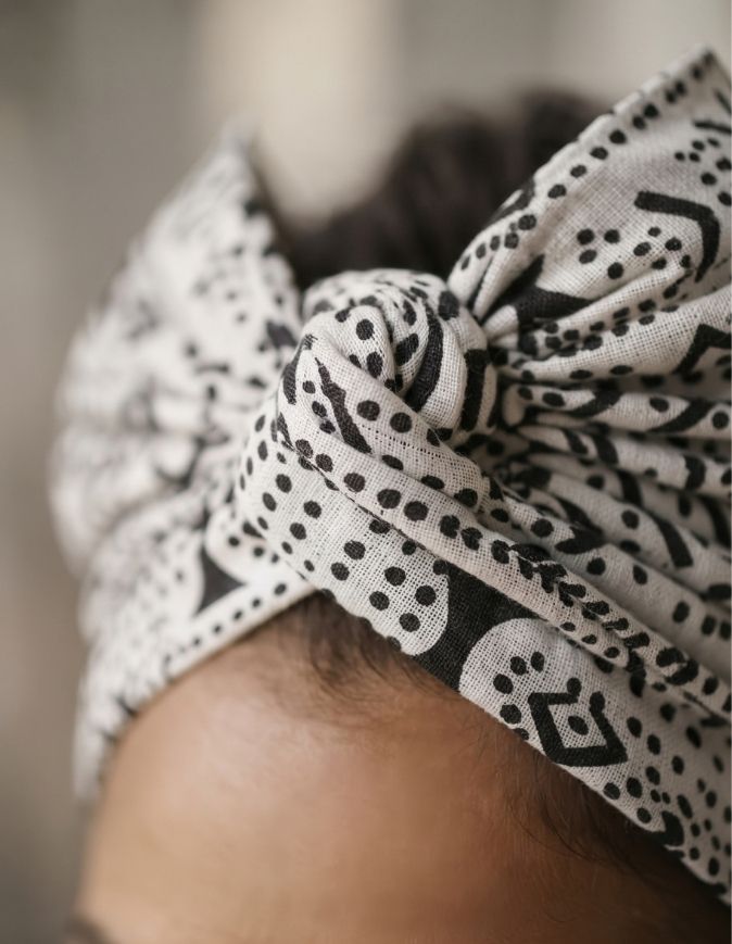 Turban Cassy noir blanc Articulé