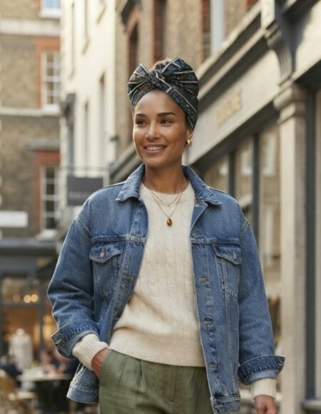 Turban Cassy orange bleu