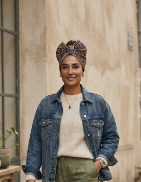 Turban Cassy jaune rose