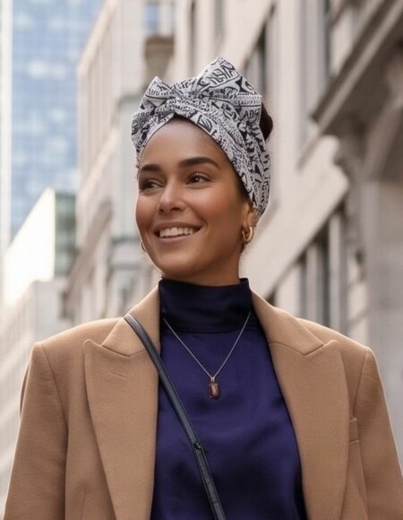 Turban Cassy noir blanc Articulé