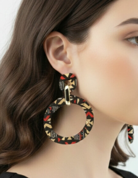 Boucles d'Oreilles Ethniques en Tissu Wax Chic | Style d'Afrique