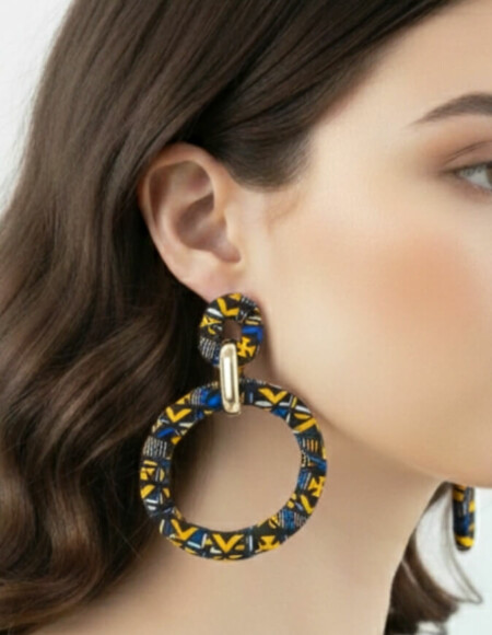 Boucles d'Oreilles Ethniques en Tissu Wax Chic | Style d'Afrique